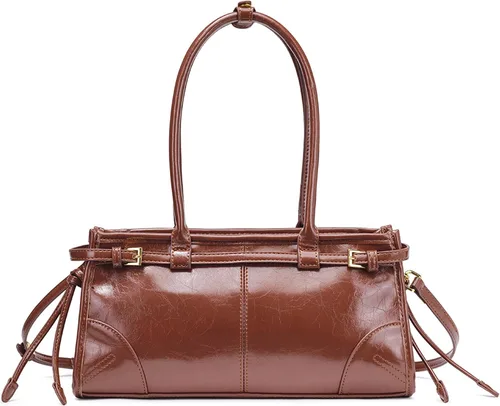 NEWBELLA Bolso de mano de piel sintética para mujer, bolso de hombro convertible con asa superior para trabajo de noche
