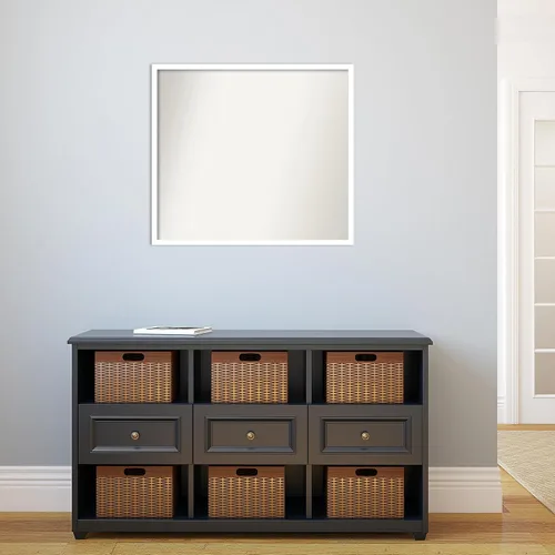 Miniatura 836 de Amanti Art Espejo de baño blanco para sobre el fregadero, 32 x 45 pulgadas, espejo de tocador rectangular blanco esbelto, marco de madera moderno