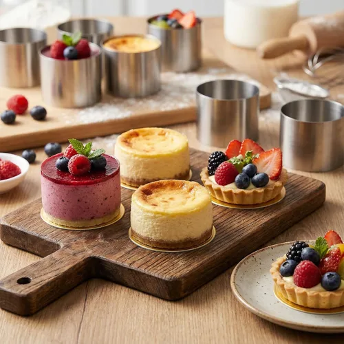Miniatura 4 de 12 mini anillos redondos para tartas de 2 pulgadas, molde de flan de postre de mousse de acero inoxidable, pequeños aros de pastelería de grado
