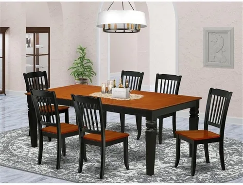 Miniatura 2 de Atlin Designs Juego de comedor de 7 piezas con mesa rectangular en color negro