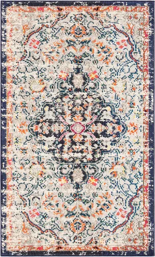 SAFAVIEH Colección Madison MAD447B - Tapete bohemio con medallón antiguo y elegante, no desprende pelusa, para la sala, dormitorio, comedor,