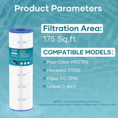 Miniatura 2 de CX1750RE - Cartucho de filtro de piscina compatible con cartucho de filtro C1750, PA175, C-8417, FC-1294, C1900RE, PXC175, 817-0175P, 175 pies