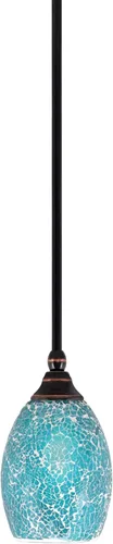 Miniatura 61 de Toltec Lighting Tallo Colgado Mini colgante, acabado de cobre negro, 3.5" cuadrado humo burbuja vidrio
