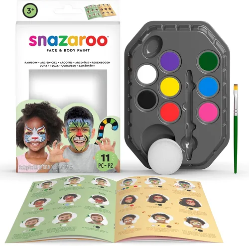Snazaroo, kit paleta de pintura facial, Multi color, talla única Arco iris