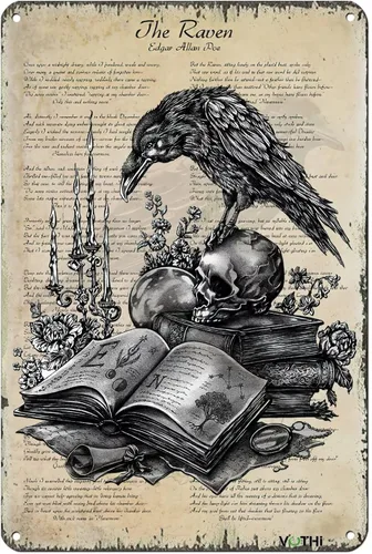 Miniatura 8 de Cartel de lata de cuervo divertido, carteles góticos, decoración pagana wiccana, decoración de cocina de bruja, arte de pared de cuervo de Quoth The