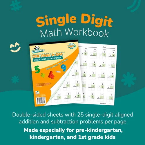 Miniatura 2 de Cuaderno de ejercicios de una página al día de Channie's para preescolar - estudiantes de primaria de 1º grado, práctica de matemáticas de un solo