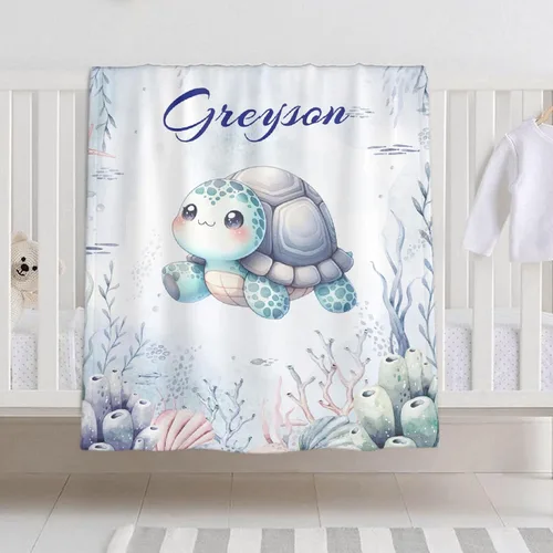 Miniatura 33 de Manta de bebé personalizada para niñas y niños, manta de bebé personalizada con nombre de bosque de animales para niños pequeños, baby shower