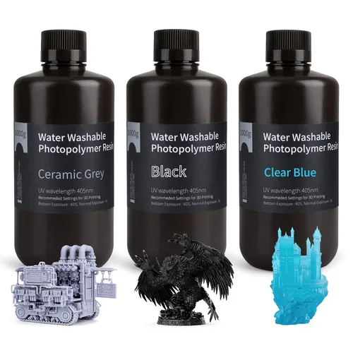 Miniatura 13 de ELEGOO - Resina de impresora 3D lavable al agua LCD de curado UV 405nm, resina de fotopolímero estándar para impresión LCD 3D para Marte Saturno