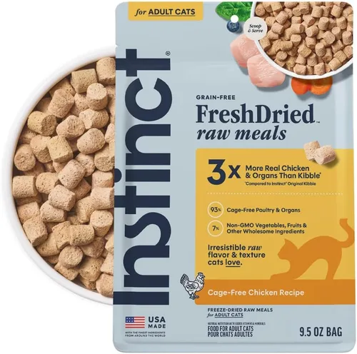 Comida para gatos liofilizada cruda Instinct: comidas de pollo, bolsa de 9.5 oz