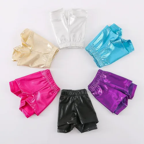 Miniatura 4 de BYONEME Pantalones cortos de gimnasia para niñas, pantalones cortos deportivos con purpurina brillante
