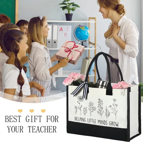 Miniatura 4 de Panelee 2 piezas de regalos de agradecimiento para profesores, bolsa de lona para mujer, regalos de graduación para profesores (Little Minds Grow)