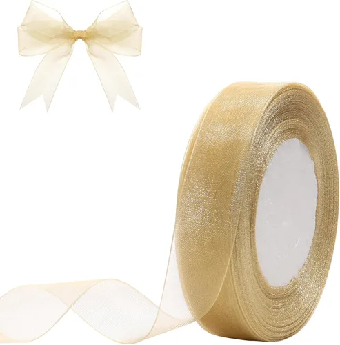 Miniatura 32 de Cinta de organza transparente de 3/4 de pulgada, 50 yardas, cinta de gasa para envolver regalos, decoración de Navidad, Halloween, ramo de boda