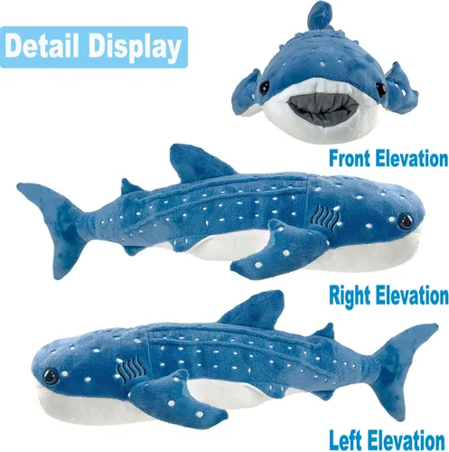 Miniatura 8 de Mukouxun 47 cm Tiburón Ballena de Peluche Tiburón Ballena de Peluche para Niños Almohadas de Peluche de Tiburón Ballena Muñeca de Ballena Azul