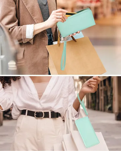 Miniatura 6 de Chelmon - Monedero para mujer de cuero genuino con bloqueo de señal RFID, para tarjetas de crédito