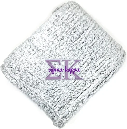 Miniatura 3 de Go Greek Chic Alpha Chi Omega - Manta de sherpa bordada (azul marino)