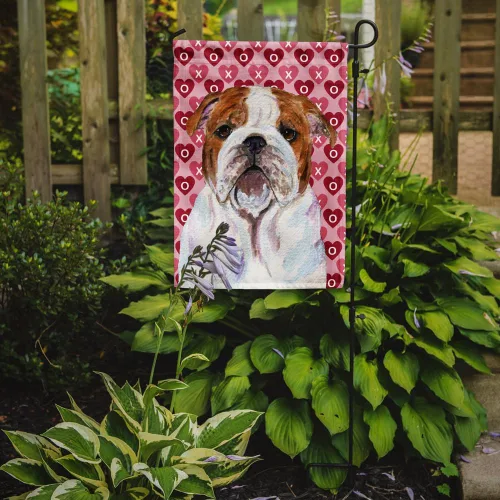Miniatura 2 de Caroline's Treasures SS4484GF Bandera de jardín con diseño de bulldog inglés y corazones para el Día de San Valentín, bandera decorativa para patio