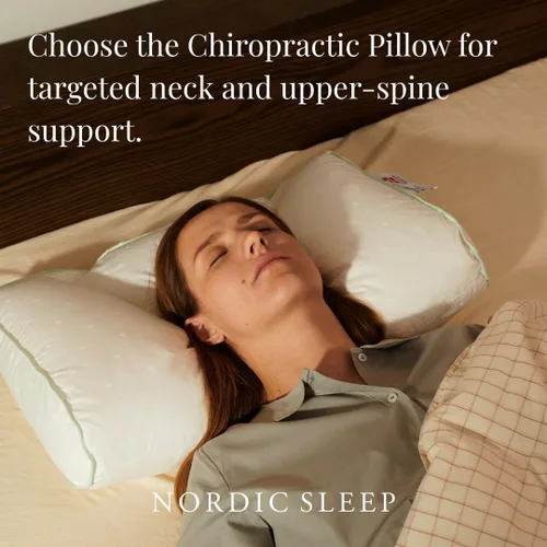 Miniatura 4 de FOSSFLAKES Nordic Sleep - Almohada quiropráctica mediana con funda, almohada cervical ergonómica firme para apoyo y alineación, cojín rectangular