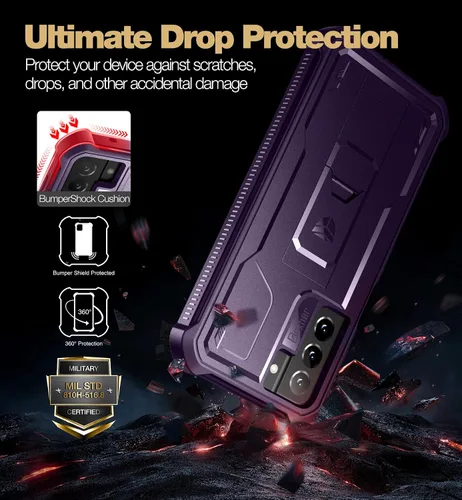 Miniatura 3 de Dexnor Funda para Samsung Galaxy S21 FE, [protector de pantalla y soporte integrados] Protección de grado militar resistente a prueba de golpes