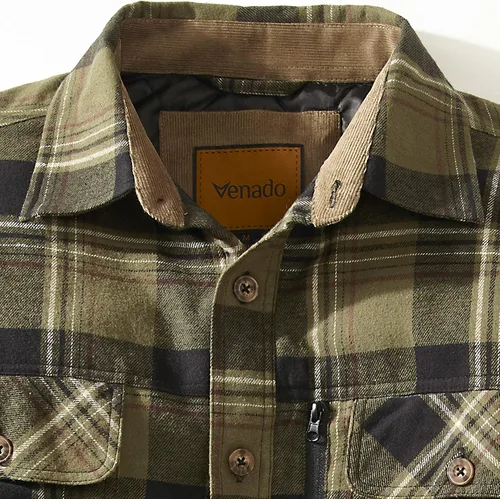 Miniatura 3 de Venado Chaqueta a cuadros para hombre, manga larga, forro de franela cepillada, resistente