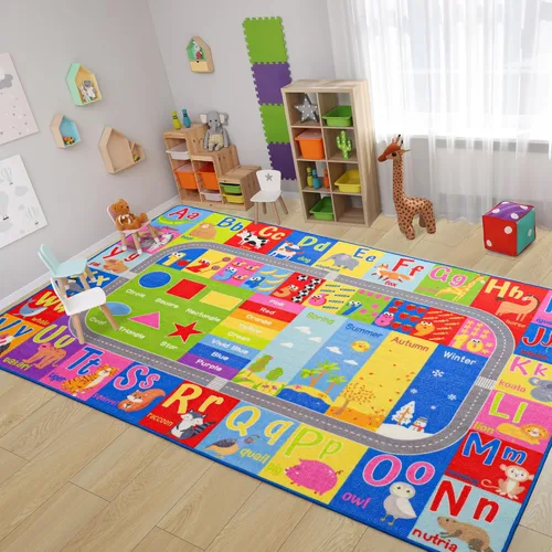 Alfombra para Niños para Sala de Juegos, Aula, Alfombras de Juego del Alfabeto ABC y Números para Niños Pequeños, Tapete de Piso Educativo de 4x6