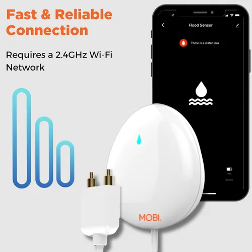 Miniatura 4 de MOBI Detector inteligente de fugas de agua WiFi, alertas de aplicaciones, alarma con sensor de inundación con sonda de extensión de 48 pulgadas,