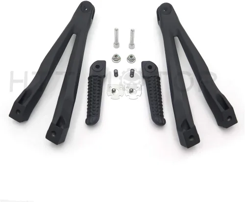 Miniatura 2 de MT390-005-BK - Soporte de clavijas de pie de pasajero trasero negro plateado compatible con Yzf R1 2004-2008