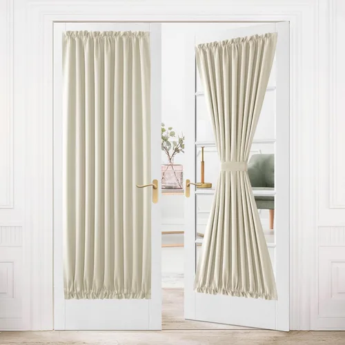 Miniatura 202 de DWCN Cortinas para puerta francesa: cortina térmica con bolsillo para barra para puertas con ventana de vidrio, puertas de cocina y patio