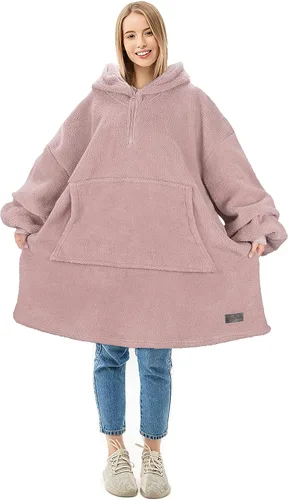 Miniatura 23 de Solaris Manta de gran tamaño con capucha y bolsillo para mascotas, cálida y súper suave y acogedora sudadera Sherpa con capucha para mujeres