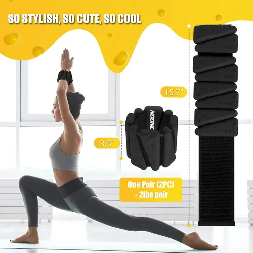 Miniatura 4 de Pulseras de pesas de tobillo y muñeca de 4 libras / 2 libras para mujer, pulsera de pesas ajustables de silicona para pilates, sujetadores