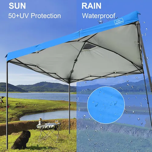 Miniatura 45 de KAMPKEEPER Cubierta de Repuesto Superior para Carpa Toldo Emergente con Ventilación de Aire y Correa Elástica Ajustable, Poliéster Resistente a Azul