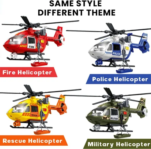 Miniatura 3 de Juguetes para niños de 3, 4, 5, 6, 7 años, juguete grande de helicóptero, juguete de grúa de policía con luces y sonidos, con cesta de carga