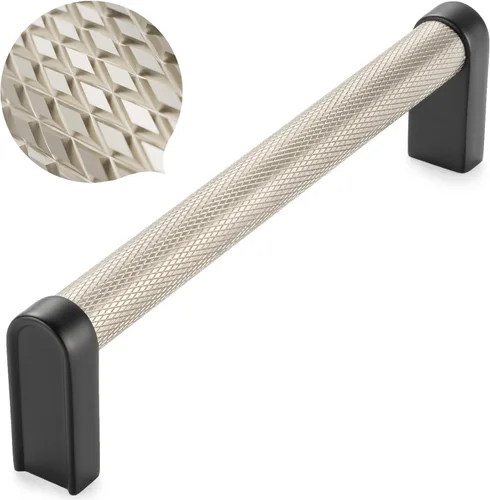 Miniatura 36 de Koofizo - Paquete de 10 tiradores de gabinete estriados para armario, manija negra para muebles (1.1 pulgadas/28 mm), herrajes sólidos K22