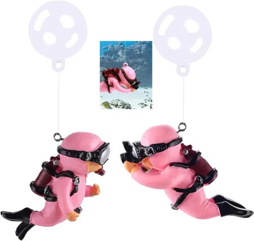 Miniatura 8 de Paquete de 2 decoraciones para tanques, lindo buceador, accesorios de decoración de acuario con bola flotante, compañero de juego para tanque Azul