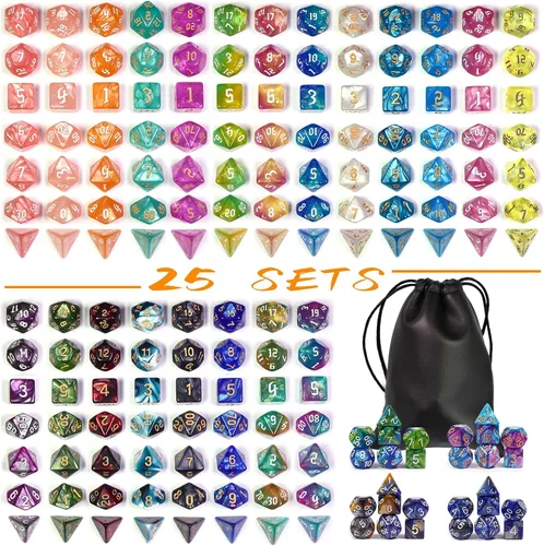 Miniatura 33 de 5 juegos de dados DND, juego de dados poliédricos (35 piezas) con bolsa de troquel de cuero, juego de troqueles D&D para juegos de mesa RPG