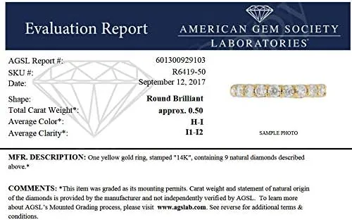 Miniatura 4 de Vir Jewels 12 cttw Certified I1-I2 Diamond Wedding Band 14K Yellow Gold 9 Stones