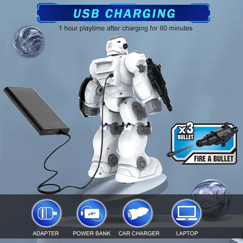 Miniatura 6 de VAV Juguetes para niños de 6 a 10 años, robot recargable de control remoto, robot RC programable inteligente con detección de gestos de 2.4 GHz