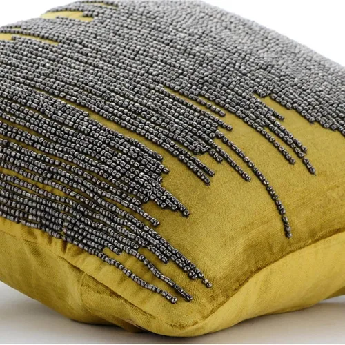 Miniatura 6 de The HomeCentric Fundas de almohada, 12 x 12 pulgadas, cuadradas, decorativas, fundas de almohada de terciopelo Chartreuse con cuentas grises