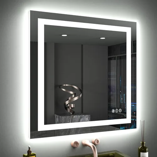 Miniatura 35 de LOAAO Espejo de Baño LED de 40"X32" con Luces, Antivaho, Regulable, Retroiluminación RGB + Iluminación Frontal, Espejo de Tocador de Baño