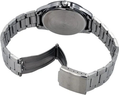 Miniatura 2 de Casio MTP-V005D-1B4 Reloj analógico estándar de acero inoxidable con números de esfera negra para hombre, Reloj analógico, movimiento de cuarzo