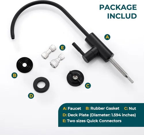 Miniatura 6 de Hiqufet Grifos de agua potable para fregadero de cocina, grifo de filtro de agua de acero inoxidable para ósmosis inversa o sistema de filtración