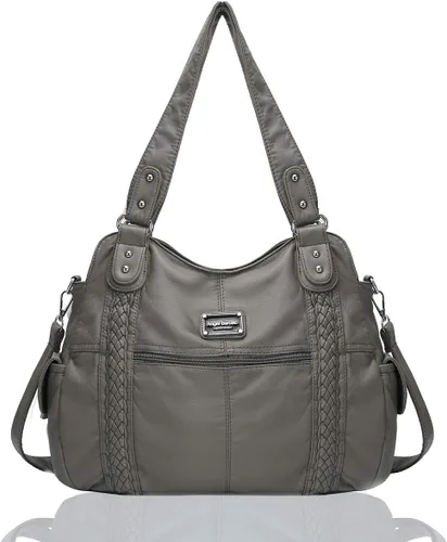 Miniatura 216 de Angel Barcelo - Bolsa de hombro amplia para mujer, diseño Hobo, cuero lavado