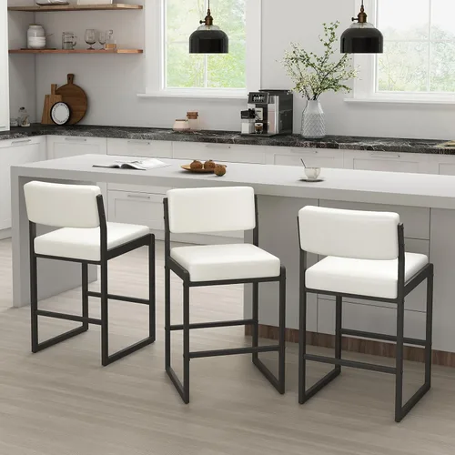 Miniatura 49 de SAECKBERG Taburetes de bar modernos de altura de mostrador, sillas de barra de 26 pulgadas de altura con respaldo, taburetes tapizados, taburetes