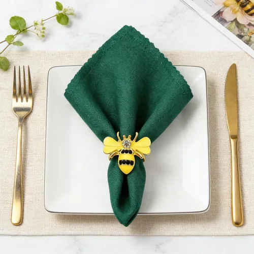 Miniatura 5 de Juego de 8 servilleteros de girasol, juego de 8 servilleteros de abejas y flores, para fiesta de primavera, jardín, boda, baby shower, comedor