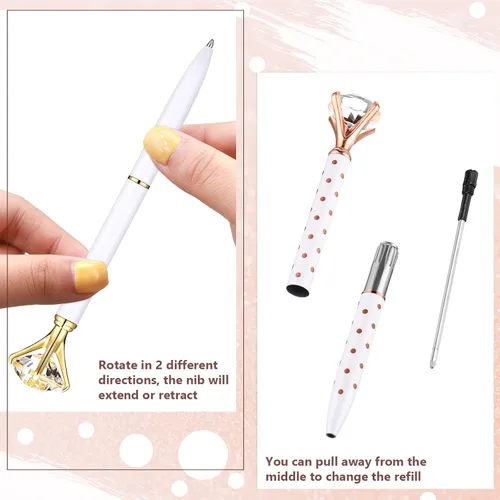 Miniatura 4 de Leinuosen 50 bolígrafos de diamantes a granel con cristal para despedida de soltera, bolígrafos de metal brillante con tinta negra para despedida