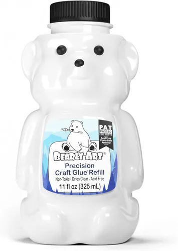 Bearly Art Precision Craft - Recarga de pegamento de 11 oz – se seca transparente – resistente a las arrugas – flexible y resistente a las grietas –