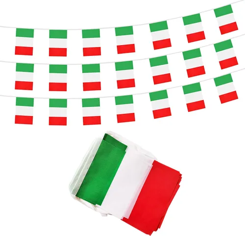 Miniatura 13 de Cadena de bandera de México de 50 pies, 38 mini banderas mexicanas pequeñas, Día de la Independencia del 4 de julio, eventos patrióticos, deportes