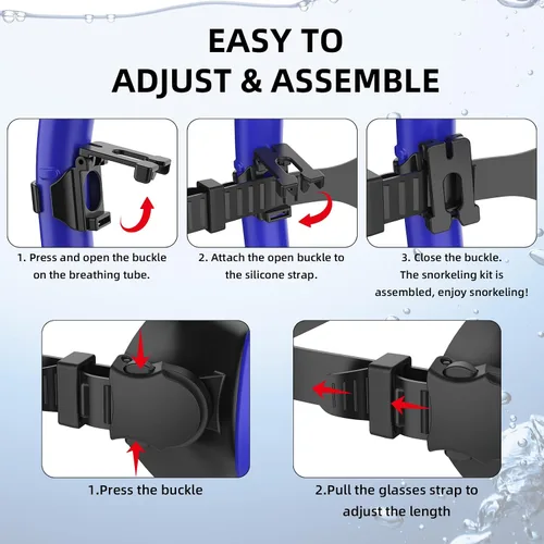 Miniatura 8 de Snorkeling Gear for Adults, Dry Snorkel Set 180° Panoramic Wide View Anti-Fog Scuba Diving Mask, Professional Snorkel Gear for Free Breathing