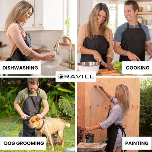 Miniatura 7 de Ravill Delantal impermeable para hombres y mujeres, delantales de trabajo multiusos de 35 pulgadas para lavavajillas, aseo de perros, limpieza