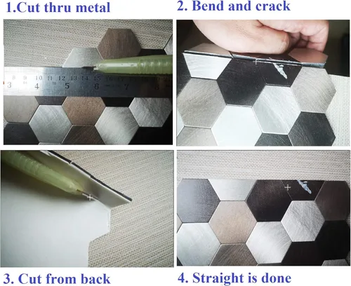 Miniatura 9 de Azulejo de mosaico de metal en muro - LNG oblonga en negro/gris/plateado 5 piezas/paquete - Estilo retro rústico vintage para remodelar la pared