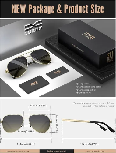 Miniatura 6 de LUENX - Lentes de sol polarizadas con protección UV 400 para hombre y mujer, incluye funda